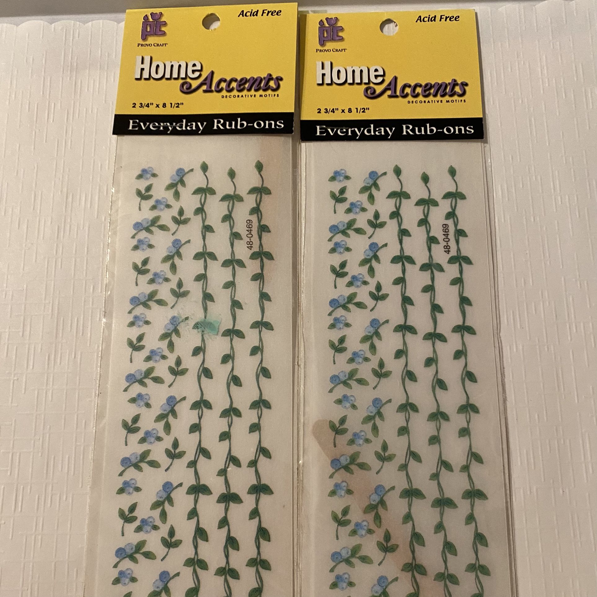 2 Packs Rub On Transfers Blue Flowers & Vines