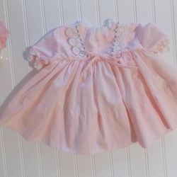 Vtg 60's C.I. Castro & Co Baby Girls Dress 12 Month Dress Lace Straps