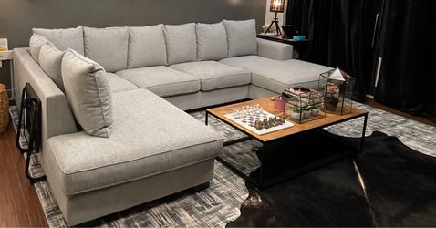 Light Gray Sectional Sofa with Double Chaise - from The One
