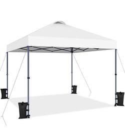 10x10ft Pop-up Canopy with One-Push-To-Lock Setup Mechanism, White