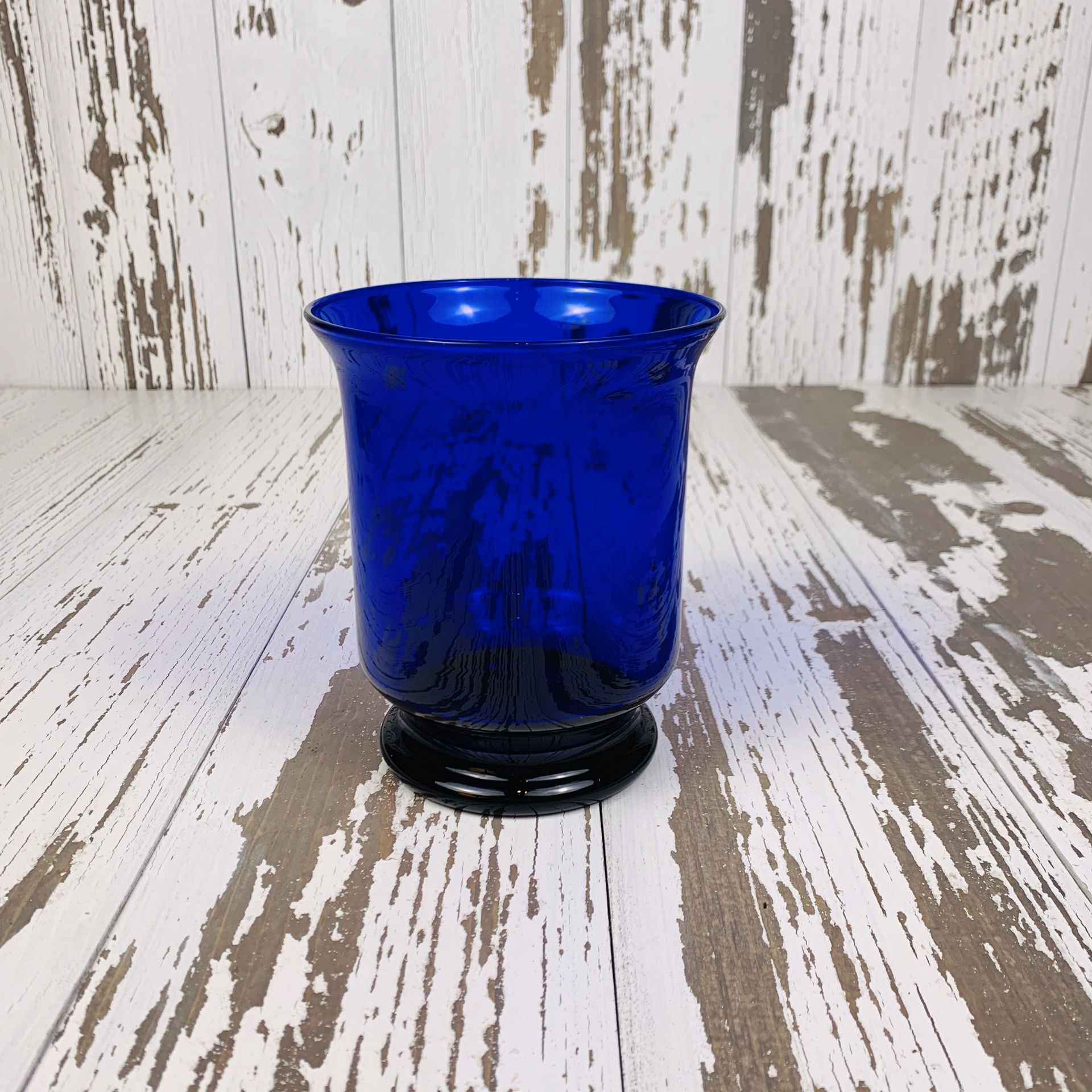 Partylite Blue Glass Candle or Vase Holder