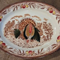 Vintage Ironstone Oval Turkey Platter.