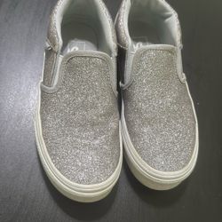Vans Asher Glitter Sidewall Light Grey, Size 2.0Girls)