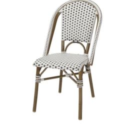 Set of 4 Outdoor French Bistro Chairs - Gray & White Bamboo Print