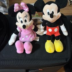 Lot Of 2 Mikey And Minnie Plush Dolls 