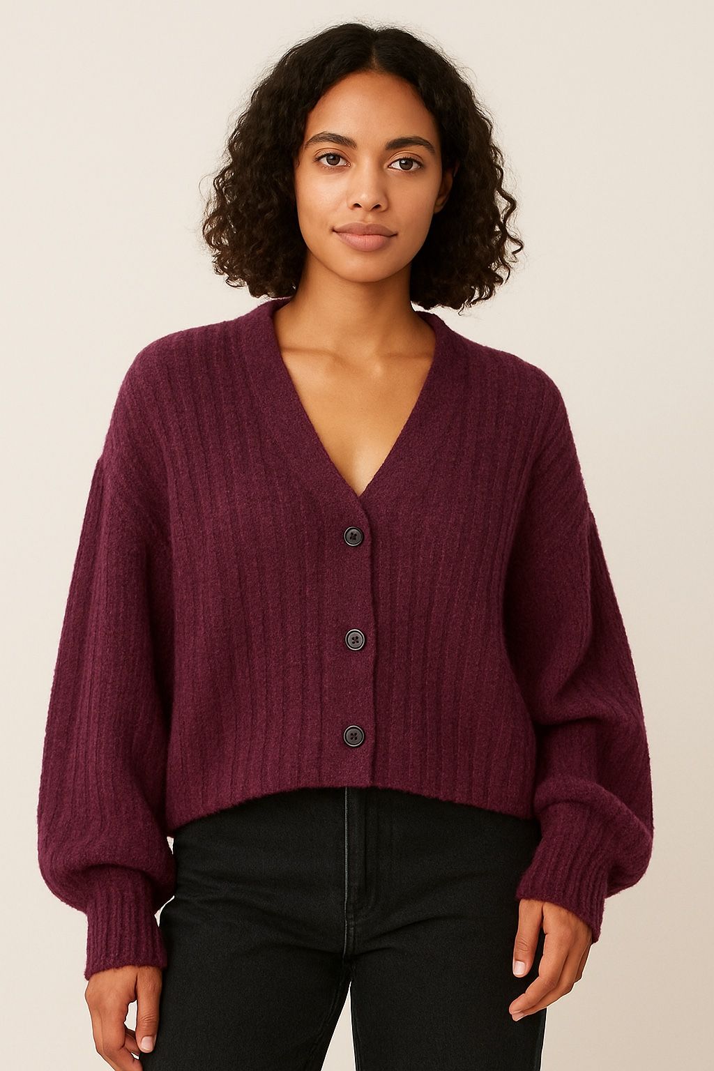 American Eagle Outfitters Women's Button-Up Cardigan - Deep Purple