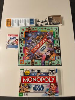 Star Wars The Clone Wars Monopoly Board Game 100% Complete With collectible Tokens 2008