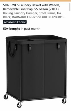 Laundry hamper on wheels 2 section