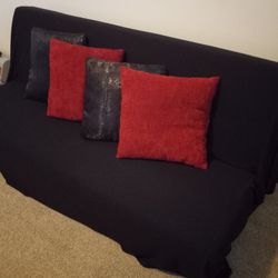 Black Futon With Pillows 