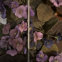 6 pot faux purple flowers