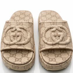 Sandalias plataforma beige estilo diseñador size 38