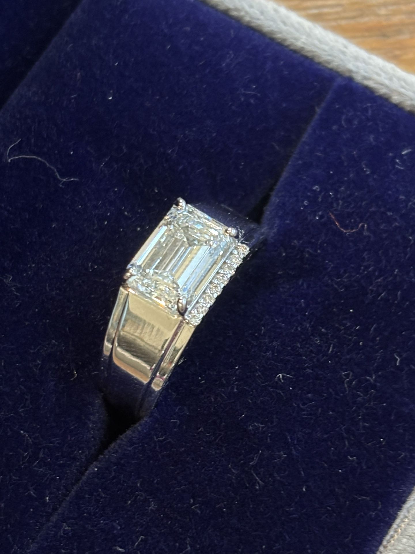 New 3.08 Carat IGI Certified Lab Diamond Men’s 14k White Gold Ring