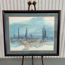 Vintage framed/ matted offset lithograph “tranquility” by Adin Shade