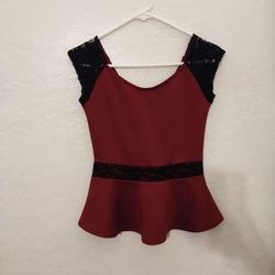 Red Top Lace Cap Sleeves