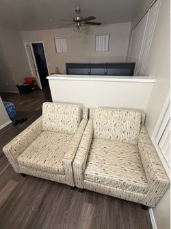 Set of 2 Track-Arm Armchairs / Loveseat Set