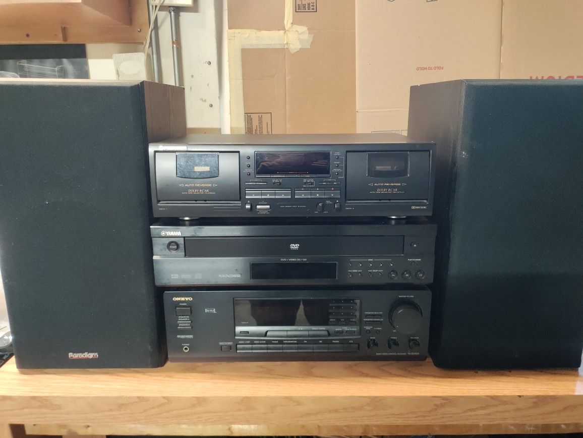 Vintage Stereo System with Onkyo, Yamaha, Pioneer and Paradigm Components 
