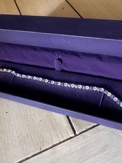 Blue and White Crystal Tennis Bracelet