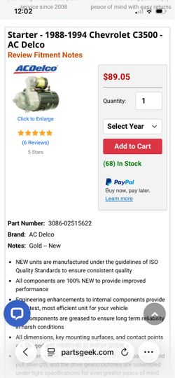 Ac delco starter for Chevrolet truck