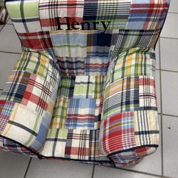 Pottery Barn Kids Madras Plaid Patchwork Anywhere Chair
