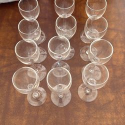 12 Crystal Cordial Glasses