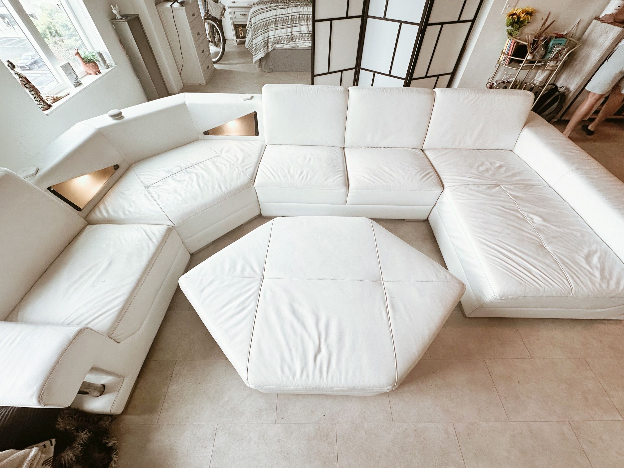 White Italian leather Couch