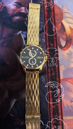 Invicta Gold Mesh Watch Black Dial