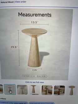 Small Pedestal End Table natural wood