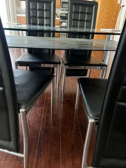Glass Top Dining Table with 6 Chairs