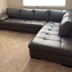 Grey Leather Sectional