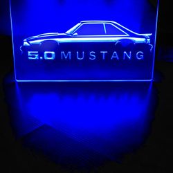 MUSTANG 5.0 LED NEON BLUE LIGHT SIGN 8x12