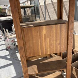 Solid Oak Shelf With Cabinet