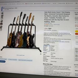 Pyle 7-Slot Guitar Stand – Holds 7 Electric/Acoustic Guitars