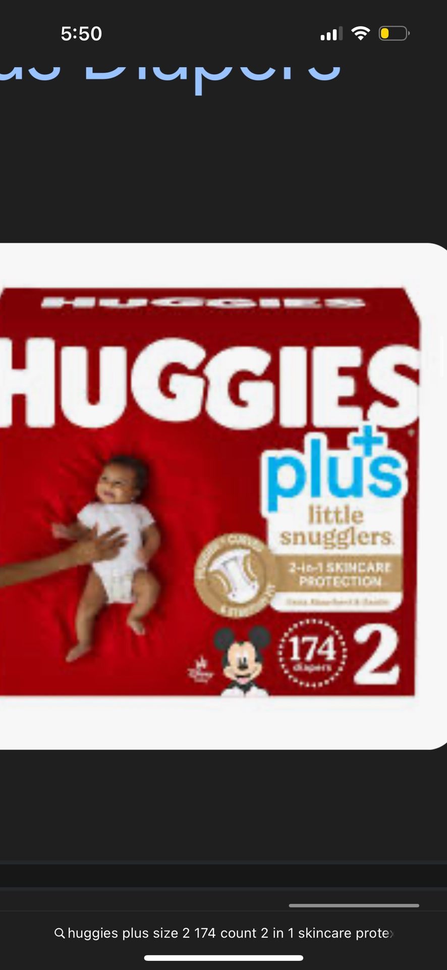 Selling size 2 Huggies Diaper 174 Count