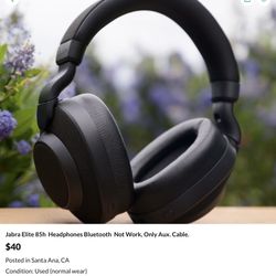 Jabra Elite 85h Headphones, Bluetooth No Work, Only With Aux. Cable.