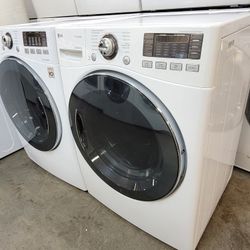 LG Front Loading Washer And Stackable Gas Dryer Set 
