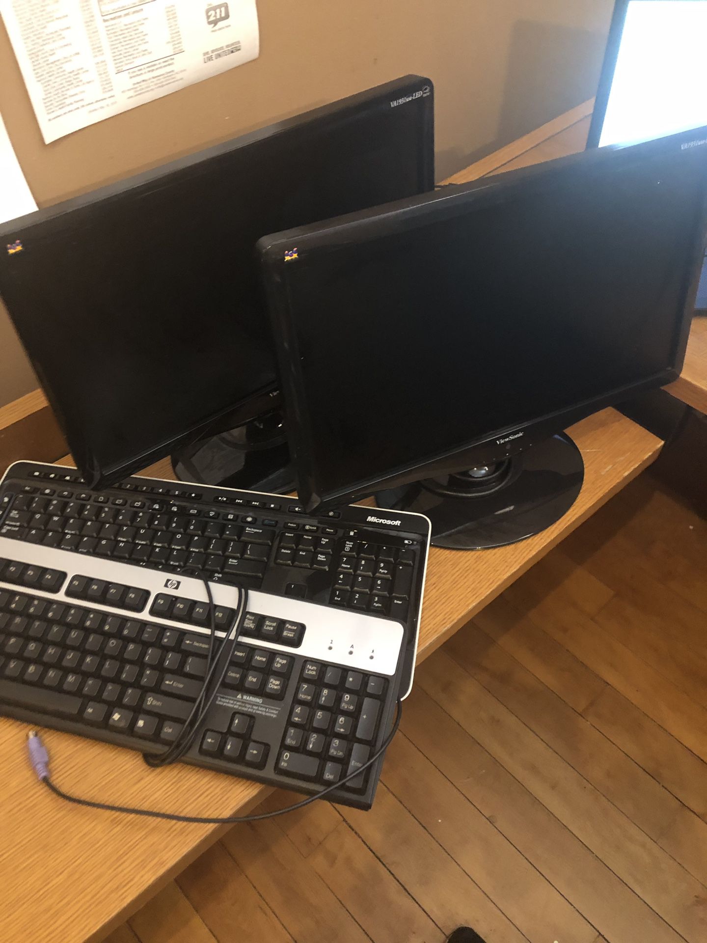 Computer screens and keyboards