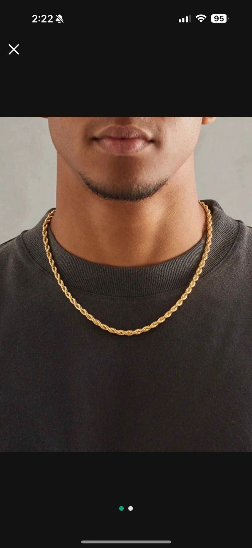 18K Gold Rope Chain Necklace Men 24" 4MM