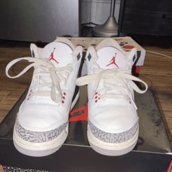 Jordan Air Jordan 3 Retro GS White Red Black Elephant Print Leather 5Y