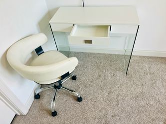 36“ Glass desk with drawer, comes with the chair