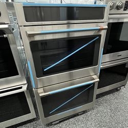 Stainless Steel Cafe 30” Double Wall Oven Air Fry Smart Built In