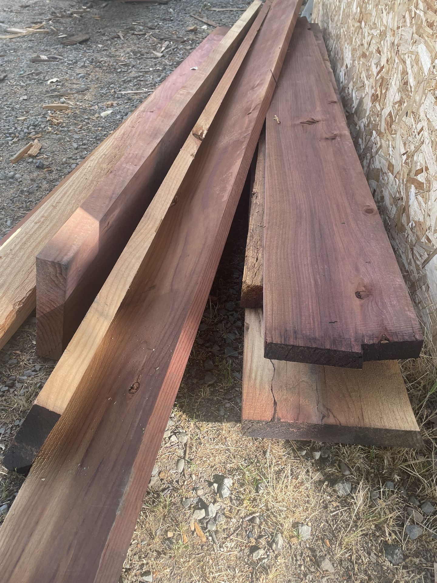 Pile Of Redwood Lumber Boards