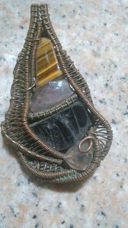 Copper & Gem-stone wire wrap pendant