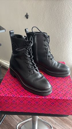 Tory Burch Black Leather Combat Boots