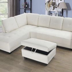 Sectional couch with ottoman 