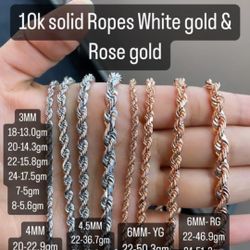 10k White Gold And Rose Gold Chains 