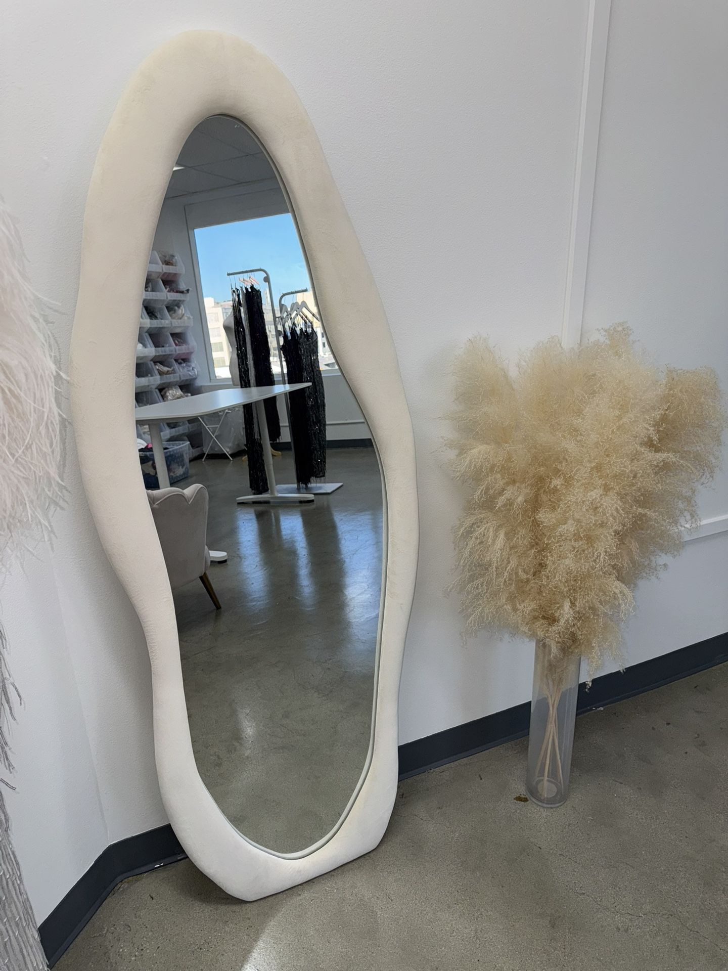 Curvy Suede Mirror