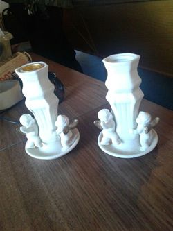 2 Angle Procelien Candle Holders