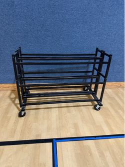 Black Metal Rolling Basketball Rack