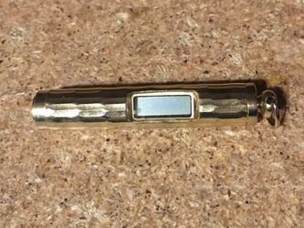 VINTAGE DIGITAL GOLD TONE PENDANT WATCH NECKLACE CYLINDER