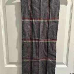 Vintage Stafford Adult Womens Scarf Merino Wool Plaid Grey Reversible Germany